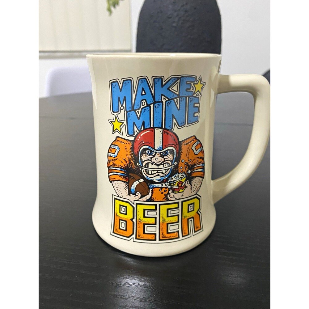Wallace Berrie & Co Beer Stein #1738 "Make Mine Beer" Ceramic 1982 Sports